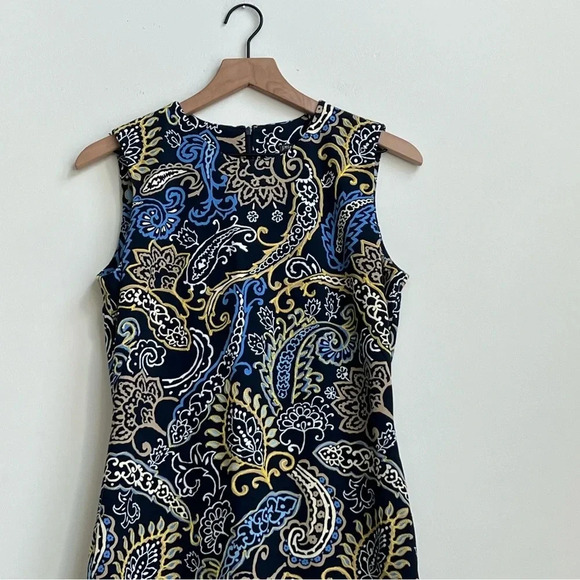 J. McLaughlin Devon Sleeveless Crew Neck Embroidered Bainbridge Dress Paisley - Picture 4 of 13